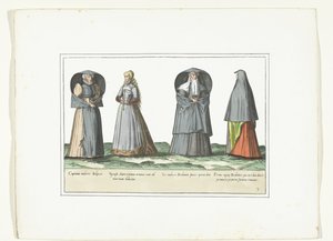 Four Women Dressed According to Fashion in Antwerp, Brabant, and 