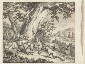 Fox Who Let His Tail Be Cut Off, Designs for Illustrations for an Edition of Jean de la Fontaine