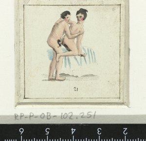 Couple Making Love, Woman Standing with Her Back to the Man
