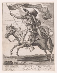 Woman on a Horse Decorated with Fish and a Fishnet as a Banner for Carnival by Anonymous