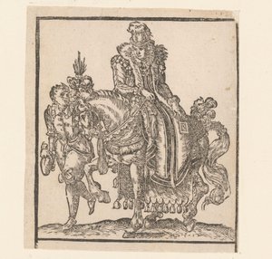 Woman on Horseback with Servant by Her Side (Copies After Riders by Jost Amman)