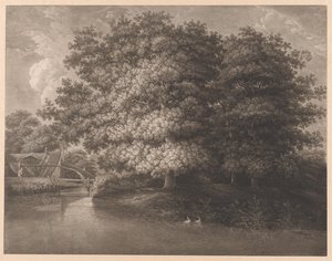 Watermill by a Large Oak by Anonymous