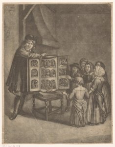 Six Children Around a Peep Show Box by Anonymous