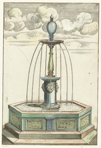Hexagonal Basin with Short Column (series title: Architectura Curiosa Nova) by Anonymous