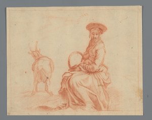 Seated Shepherdess with Goat by Anonymous