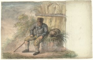 Seated Man with Pipe by the Side of the Road by Anonymous