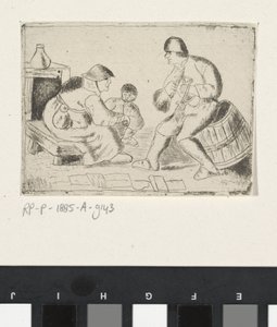 Seated Woman and Man Spinning by Anonymous