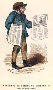 A Crier of Newspapers in 1845, Engraving - Newspaper Seller at Paris