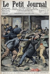 A policeman injured during antimilitarist show in Aubervilliers, frontpage of newspaper Petit Journal January 31 by Anonymous Anonymous
