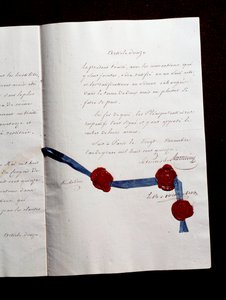 Article 12 of the 1815 Treaty between France and the Coalises. Second Treaty of Paris signed by Armand Emmanuel de Vignerot du Plessis, Duke of Richelieu: the Treaty foresees cooperation between Austria, the United Kingdom, Prussia and Russia