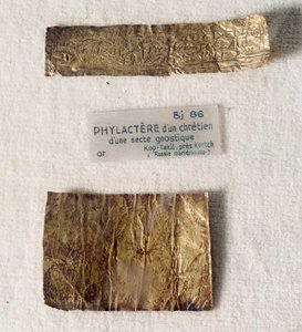 Christian Antiquities: Gold Phylactere of a Christian from a Gnostic Sect. From Kerch, site of Kop-Takil. Louvre Museum, Paris by Anonymous Anonymous