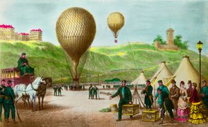 Departing a balloon post and passenger pigeons at the Paris siege in 1870 - private collection by Anonymous Anonymous