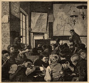 End of Class - School - Engraving 1890