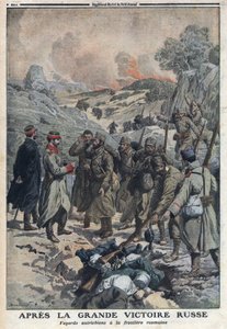 First World War 1914-1918. After the great victory of the Russians, the fleeing Austrian army threw their weapons at the Romanian border. In Le Petite Journal, on 2/07/1916. Private Collection by Anonymous Anonymous
