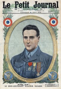 First World War 1914-1918. Portrait of Jean Navarre (1895-1919), aviator of the French army in Le Petit Journal