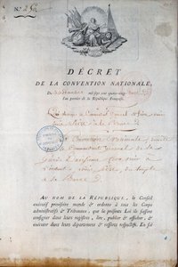 French Revolution: Decret of the Convention of 11/12/1792 ordering the National Guard to bring King Louis XVI from the Temple Prison to the court