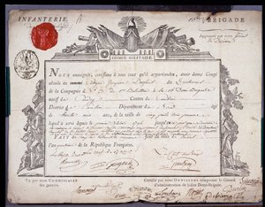 French Revolution: Official Document of Military Leave Dated 5 Prairial Year IV (24/05/1796) of a Lieutenant of the Brigade of the District of Cambrai by Anonymous Anonymous