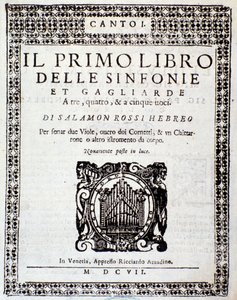 Frontispiece of Primo libro di sinfonie e gagliarde by Salomone Rossi