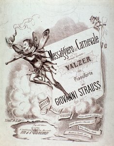 Frontispiece of musical score of Carnevals-Botschafter (op 270) by Johann Strauss