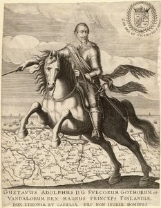Gustavus Adolphus before the map of Pomerania by Anonymous Anonymous