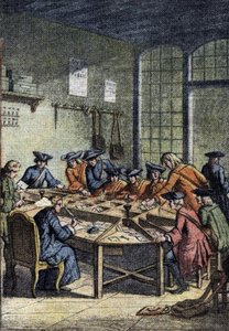 History of the Post Office: a sorting room under the rule of Louis XV (detail)