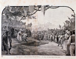 Illustration for the last scene of The Mastersingers of Nuremberg by Wagner, for the representation in Teatro alla scala