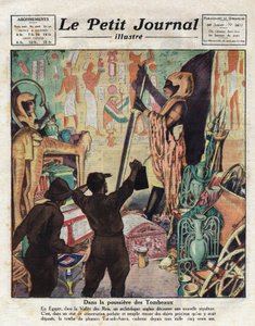 Howard Carter and Lord Carnarvon Entering the Tomb of Pharaoh Tutankhamun - Illustration from 