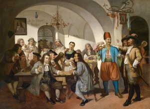 Old Vienna Coffee House Scene by Anonymous Anonymous
