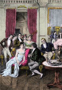 Literary Salon: Around Madame Recamier - Madame Juliette Recamier (1777-1849) surrounded by literary and political personalities: Charles Nodier (1780-1844), Francois Rene Viscount de Chateaubriand (1768-1848), Sophie Gay (1776-1852), Benjamin Constant by Anonymous Anonymous
