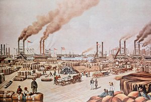 New Orleans Harbour Wharf: Cotton Loading