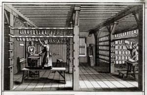 Paper Factory: The Drying Stage - 18th Century Engraving - Private Collection