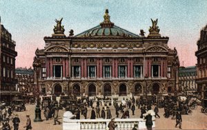 Paris: view of the Opera facade by Charles Garnier (1825-1898) and the Metro station on Place de l