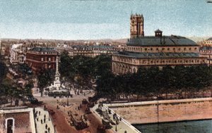 Paris: view of the Place du Chatelet and the Sarah-Bernhardt Theatre by Anonymous Anonymous