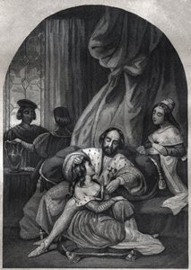 Paul III (Pope from 1534 to 1549) and his family - Engraving from 1842 in 