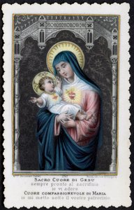 Jesus as a Child in the Arms of His Mother Mary, with the Sacred Heart by Anonymous Anonymous
