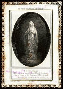 Pious image: Notre Dame de Lourdes. Dentelee card. 19th century. Private collection by Anonymous Anonymous
