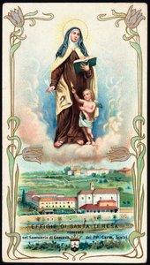 Pious image: Representation of Saint Therese of Jesus or Avila (1515-1582), Spanish mystic and Carmelite - Chromolithography - Private collection by Anonymous Anonymous