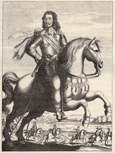 Portrait of Bernard of Saxony Weimar (1604-1639) with the capture of John of Werth by Duke Bernard and Duke of Rohan. Engraving of the 17th century. Private collection.