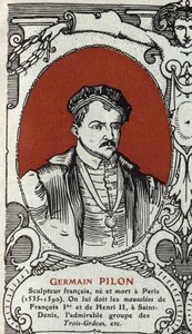 Portrait of Germain Pilon, French sculptor. Engraving from 1914. Private collection. by Anonymous Anonymous