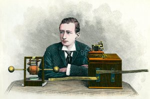 Portrait of Guglielmo Marconi (1874-1937), Italian physicist, inventor of the telegraph. Engraving around 1900. Private collection by Anonymous Anonymous