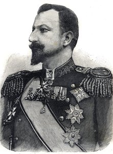 Portrait of Prince Ferdinand I (1861-1948) of Bulgaria. Engraving in 