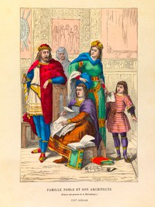 Portrait of a noble family with its architect in the 7th century by Anonymous Anonymous