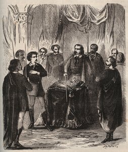 Reception of an Illuminatus (Illuminati) - Engraving from 1879 in Histoire des societes secretes, politiques et religieuses by Pierre Zaccone