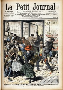 Robbery of a Jewelry Store in Marseille by the Apaches Marseille. Engraving in the Headline of the Petition Journal by Anonymous Anonymous