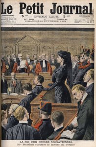 Steinheil case: Marguerite Steinheil (1869-1954) listening to the reading of the verdict - Le Peiny Journal, November 1909 by Anonymous Anonymous
