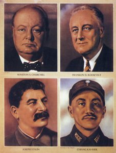 The Allied leaders of World War II - Winston Churchill, Franklin Delano Roosevelt, Joseph Stalin and Chiang Kai Shek - 1943