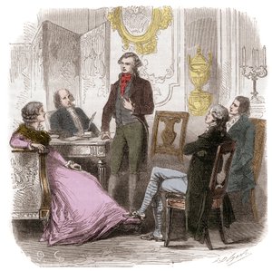 The Girondins at the home of Madame Roland - Engraving in 