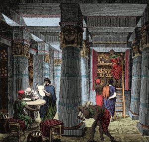 The Library of Alexandria - View of the interior of the Library of Alexandria in Egypt by Anonymous Anonymous