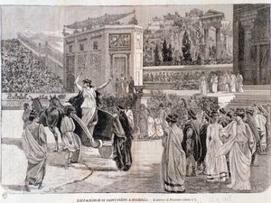 The arrival of Deianira, from the play Dejanira by Camille Saint-Saens, performed in the arena of Beziers in 1898