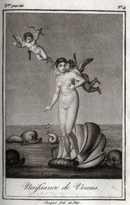 The birth of Venus. Engraving from 1819 in 